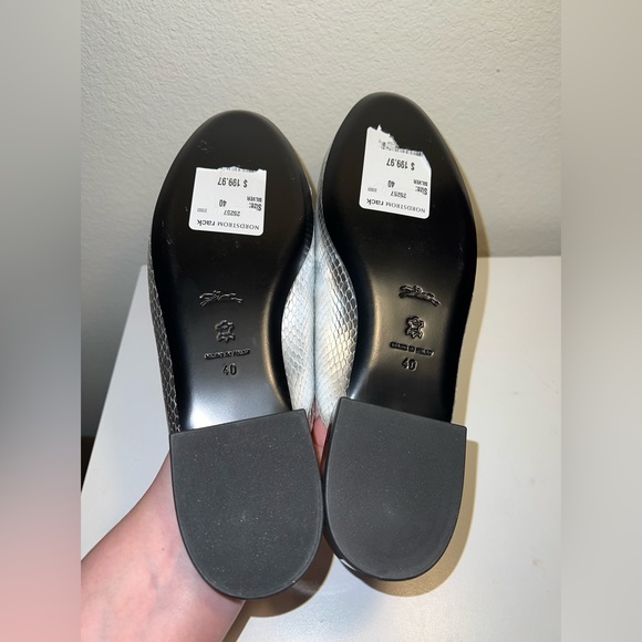 Women’s LONGCHAMP Silver Leather Mules Flats Slides Shoes Sz 40 - Picture 5 of 7